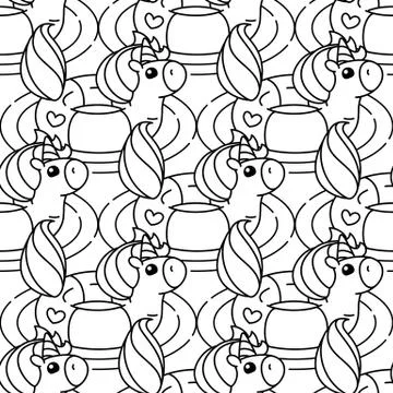 Vector unicorn pattern coloring page Stock Illustration