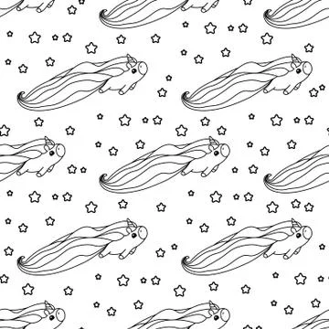 Vector unicorn pattern coloring page Stock Illustration