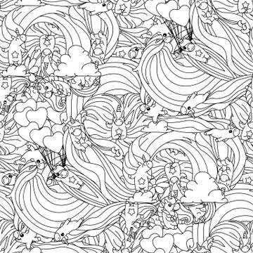 Vector unicorn pattern coloring page Stock Illustration