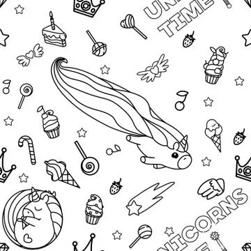 Vector unicorn pattern coloring page Stock Illustration