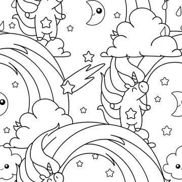 Vector unicorn pattern coloring page Stock Illustration