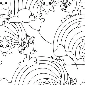 Vector unicorn pattern coloring page Stock Illustration