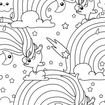 Vector unicorn pattern coloring page Stock Illustration