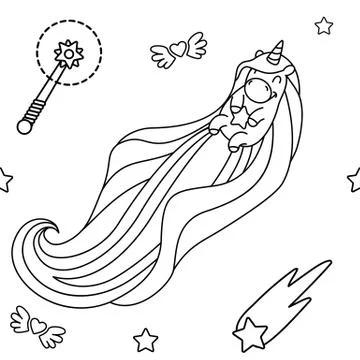 Vector unicorn pattern coloring page Illustrazione stock