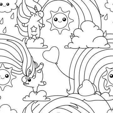 Vector unicorn pattern coloring page Stock Illustration