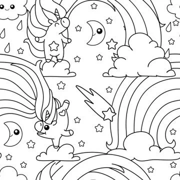 Vector unicorn pattern coloring page Stock Illustration