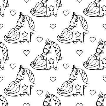 Vector unicorn pattern coloring page Stock Illustration