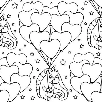 Vector unicorn pattern coloring page Stock Illustration