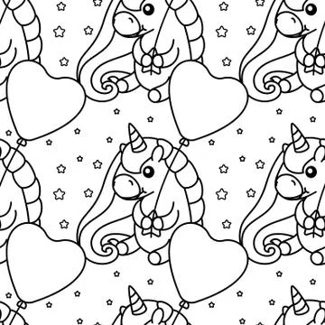 Vector unicorn pattern coloring page Stock Illustration