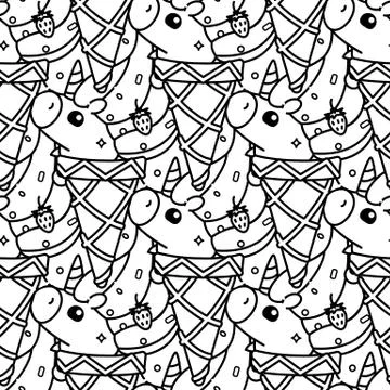 Vector unicorn pattern coloring page Stock Illustration