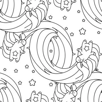 Vector unicorn pattern coloring page Illustrazione stock