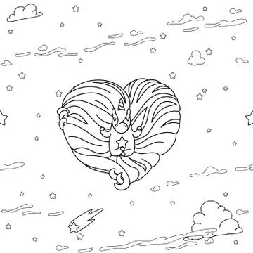 Vector unicorn pattern coloring page Illustrazione stock