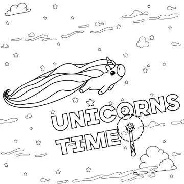 Vector unicorn pattern coloring page Stock Illustration