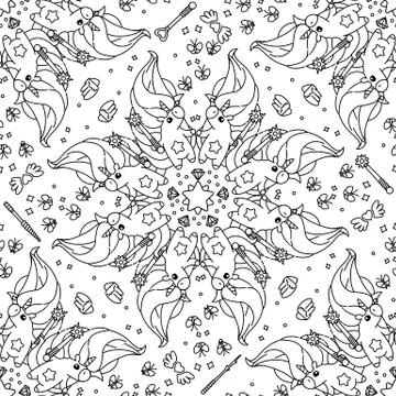 Vector unicorn pattern coloring page Illustrazione stock