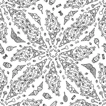 Vector unicorn pattern coloring page Illustrazione stock