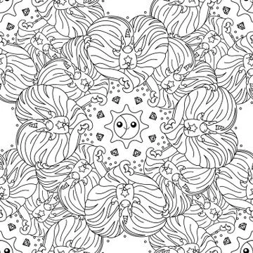 Vector unicorn pattern coloring page Stock Illustration