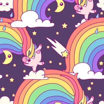 Vector unicorn seamless pattern Illustrazione stock