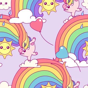 Vector unicorn seamless pattern 스톡 일러스트
