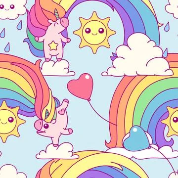 Vector unicorn seamless pattern Illustrazione stock
