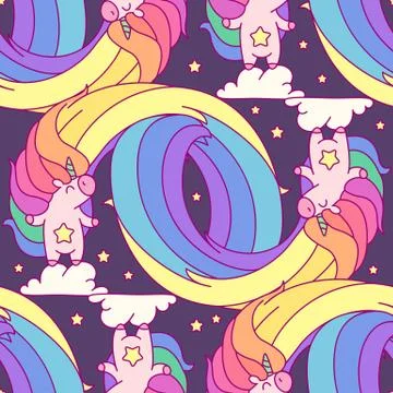 Vector unicorn seamless pattern Illustrazione stock