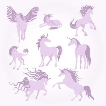 Vector unicorns image collection Stock Illustration