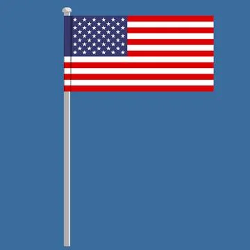 Vector United State flag with pole Stock Illustration