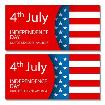 Vector - United States Flag Glossy usa flag set independence day Stock Illustration
