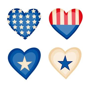 Vector United States flag in the shape of a heart. Love USA Flag. Stock Illustration