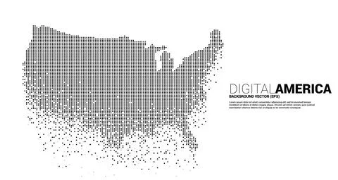 Vector United States map from pixel square. Concept for America digital netwo Stock Illustration