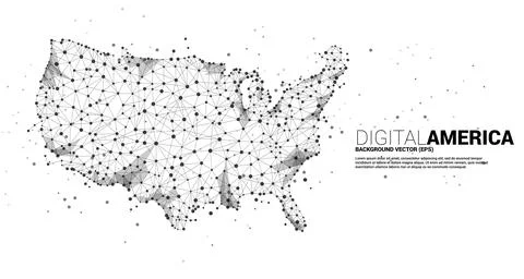 Vector United States map from Polygon dot connect line. Concept for America d Illustrazione stock