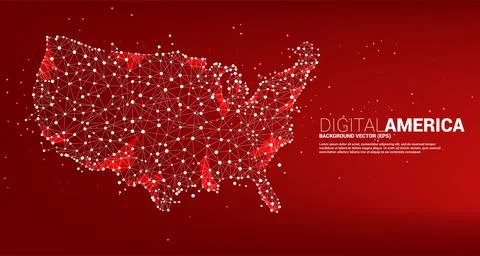 Vector United States map from Polygon dot connect line. Concept for America d Stock Illustration