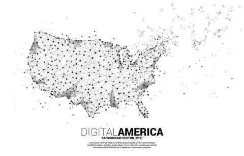 Vector United States map from Polygon dot connect line. Concept for America d Illustrazione stock
