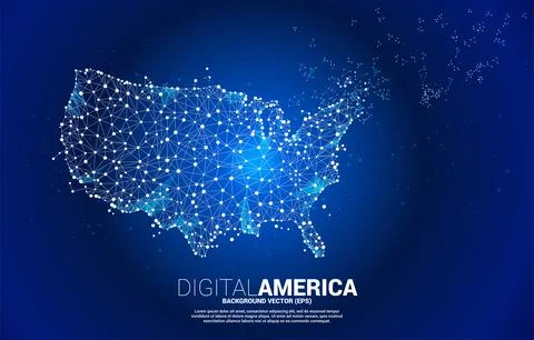 Vector United States map from Polygon dot connect line. Concept for America d Illustrazione stock