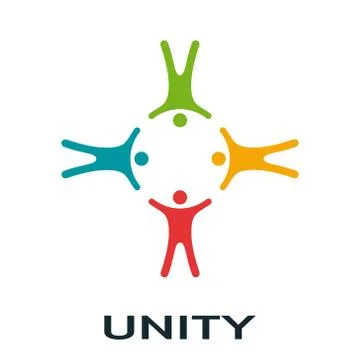 Vector unity concept. People with different skin colors holding each other 스톡 일러스트