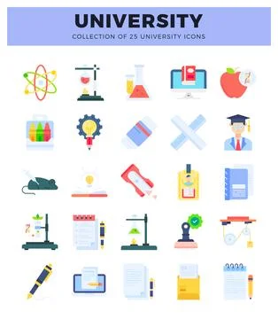 Vector University Icons Education. Science. and Learning Symbols イラスト素材