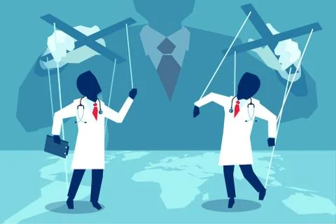 Vector of unknown manipulating with doctors Illustrazione stock