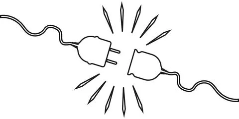 Vector unplugged sockets. Editable stroke. Minimalistic design of 404 bugs on Stock Illustration