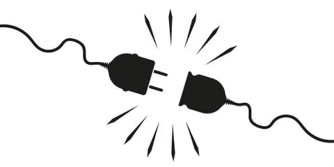 Vector unplugged sockets. Minimalistic design 404 bugs on white background. E Stock Illustration