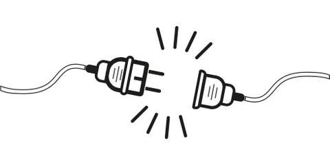 Vector unplugged sockets. Minimalistic design 404 bugs on white background. E Stock Illustration