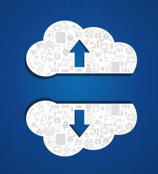 Vector upload cloud, hosting, computing design Illustrazione stock