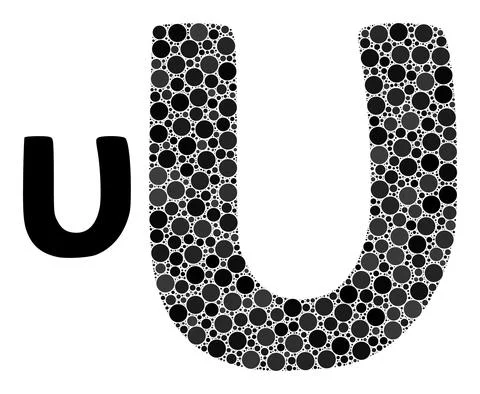 Vector Upsilon Greek Lowercase Symbol Composition of Small Circles Stock Illustration