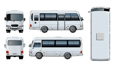 Vector urban passenger mini-bus mock-up Stock Illustration