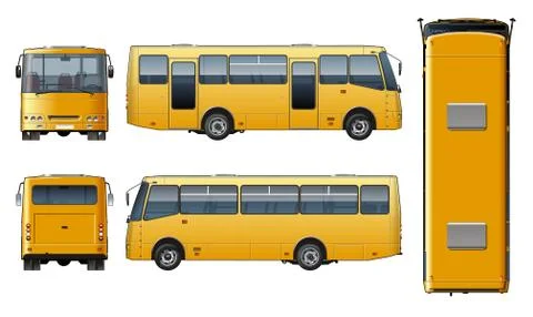 Vector urban passenger mini-bus mock-up Stock Illustration