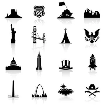 Vector US Monuments and Icons Stock Illustration
