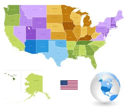Vector USA Administrative Map Stock Illustration
