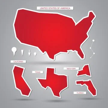 Vector USA maps and elements Stock Illustration