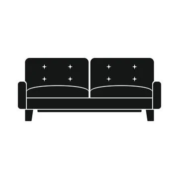 Vector usable sofa black simple icon isolated on white 스톡 일러스트