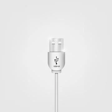 Vector USB connector cable isolated on white background. Stock Illustration