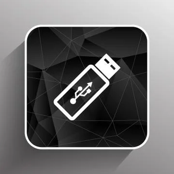 Vector usb flash drive icon on a grey flat button Stock Illustration