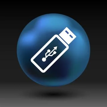 Vector usb flash drive icon on a grey flat button Stock Illustration